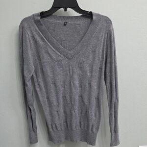 Gray V-Neck Women's Sweater